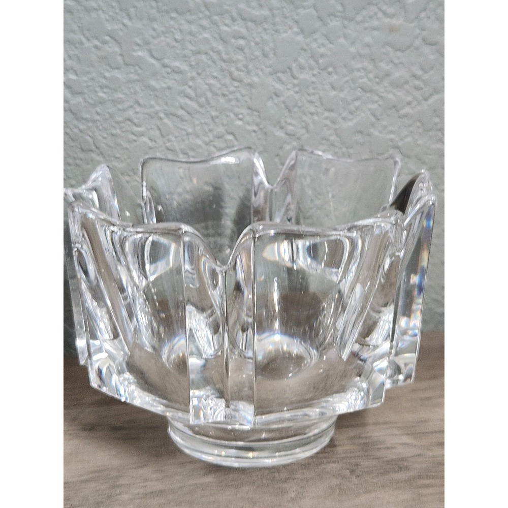 Vintage Orrefors Corona Crystal Bowl Lars Hellesten Sweden Signed